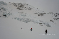 Gliding off the glacier towards the Schaubachhütte.